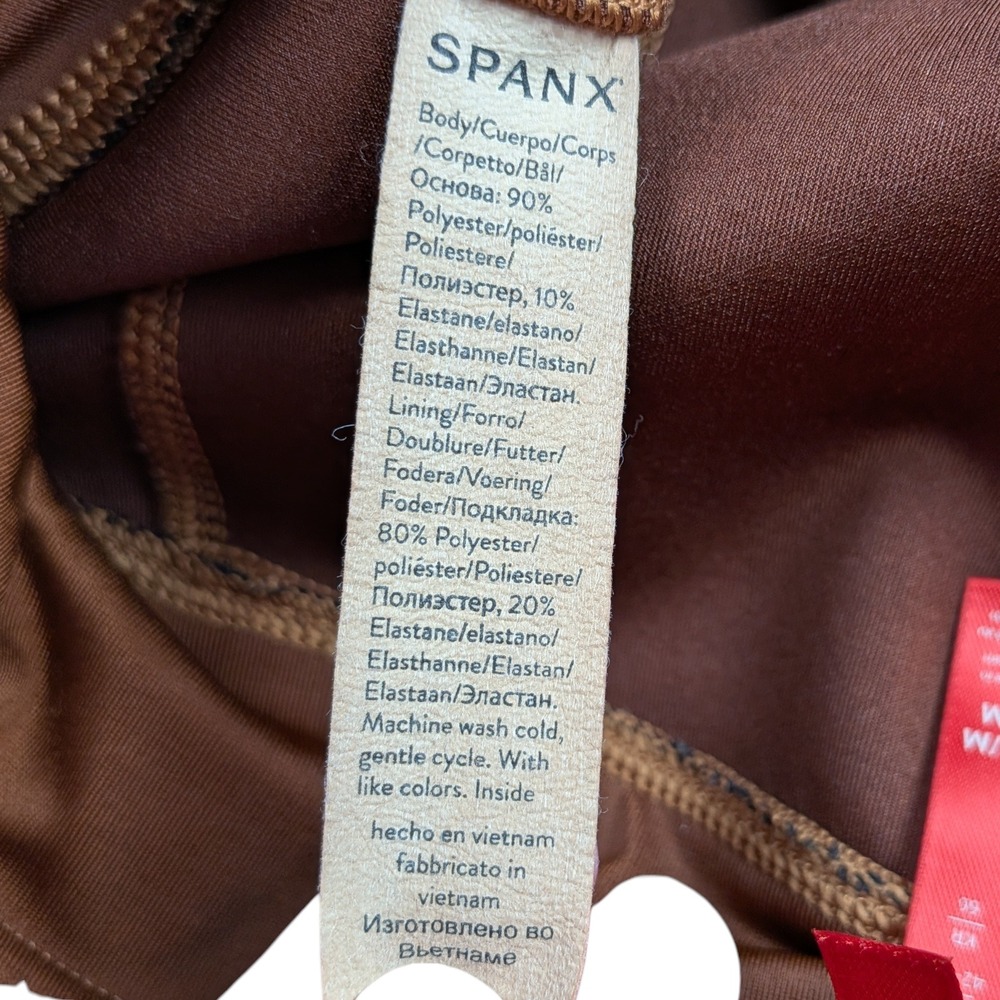 Spanx Leggings Rich Caramel Faux Suede Pull On Elastic Waistband Stretch Size M - Picture 5 of 11